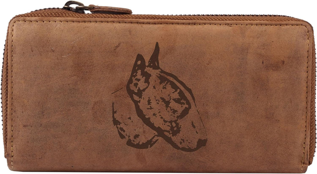 Greenburry Damen-Börse mit Hunde-Motiv Bull Terrier I Geschenkidee für Hundefreunde I Leder, Bull Te