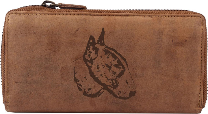 Greenburry Damen-Börse mit Hunde-Motiv Bull Terrier I Geschenkidee für Hundefreunde I Leder, Bull Te