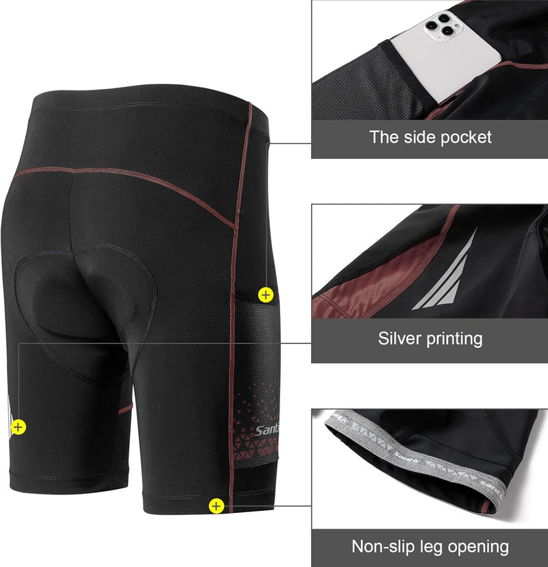 Santic Radlerhose Herren Kurz mit Sitzpolster Radhose Herren Kurz Fahrradhose Herren Gepolstert Rads
