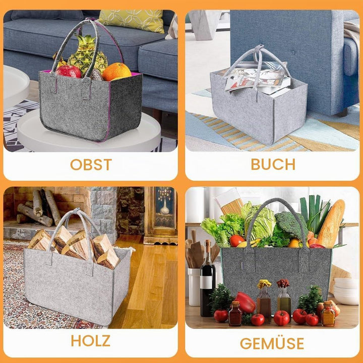 Lighterday 2 Stück 30L Filztasche Gross Einkaufstasche Faltbar,Tote Bag Filztaschen Shopper,Filzkorb