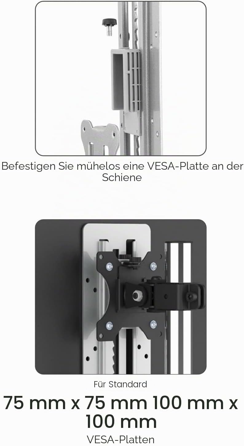 Roline | Vertikale VESA-Einstellplatte für Monitors, Tischmontage Single, Single