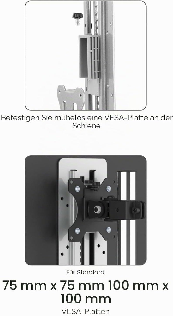 Roline | Vertikale VESA-Einstellplatte für Monitors, Tischmontage Single, Single