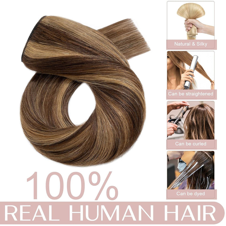 SEGO Haarteil Clip in Extensions Echthaar DICKER 1 Tresse 5 Clips Dicker Dichter Haarverlängerung 10
