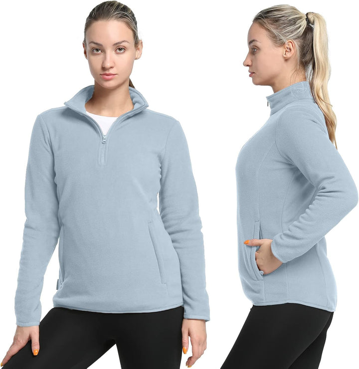 33,000ft Damen Fleece Pullover mit Halbreissverschluss Fleeceshirt Winter Warm Ski-Pullover Microfle