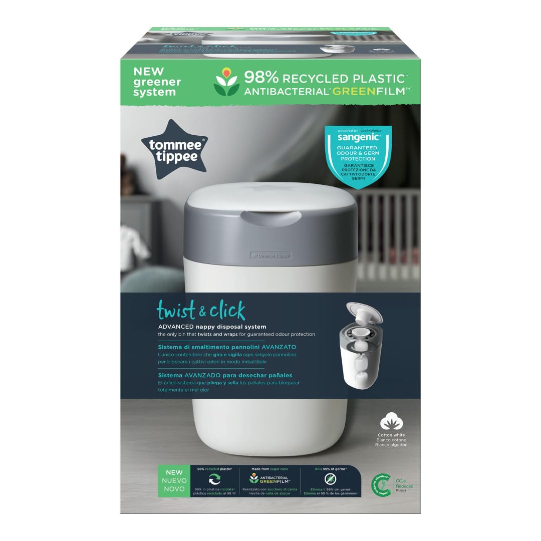Tommee Tippee Windeleimer Twist &amp; Click Sangenic Tec, Geruchsdichtes Windelentsorgungssystem, Inklus