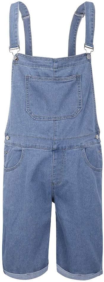 Herren Jeans Latzhose Kurze Streetwear Strap Overall Jumpsuit Regular Fit Jeanshose Washed Denim Kur