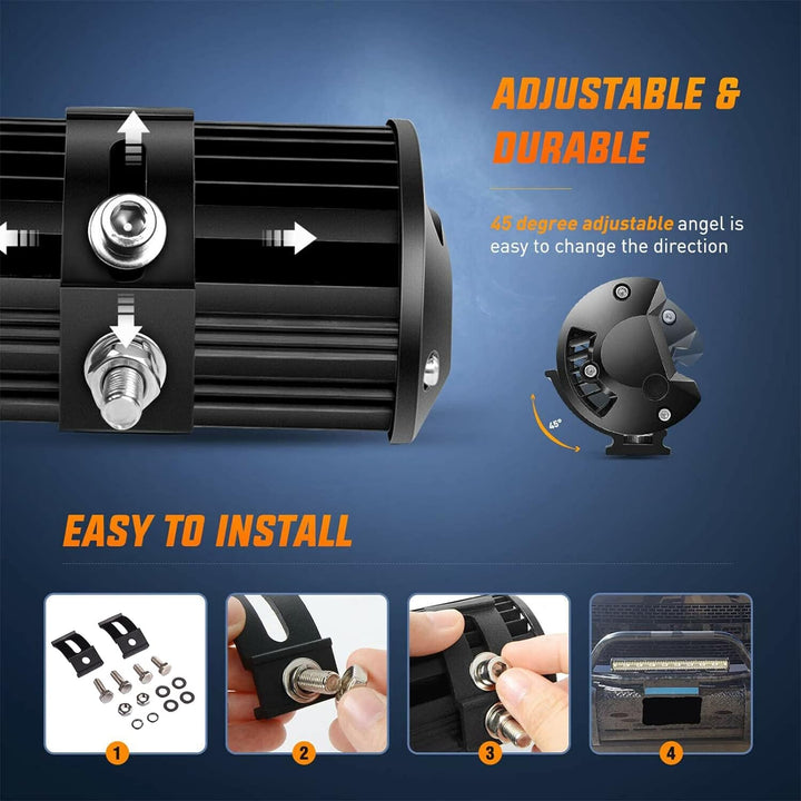 PICAA 216W 15 Zoll LED Lightbar Tri-Reihe LED Lichtbalken Arbeitsscheinwerfer 12V 24V 6000K Wasserdi