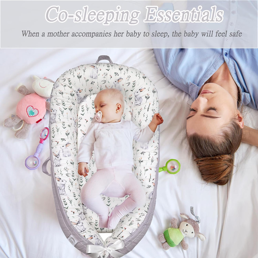 EAQ Babynest Nestchen Baby Weiches Atmungsaktives baby bett für Neugeborene Geschenk 100% Baumwolle