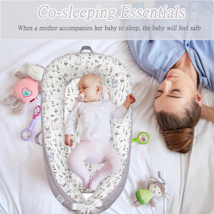 EAQ Babynest Nestchen Baby Weiches Atmungsaktives baby bett für Neugeborene Geschenk 100% Baumwolle