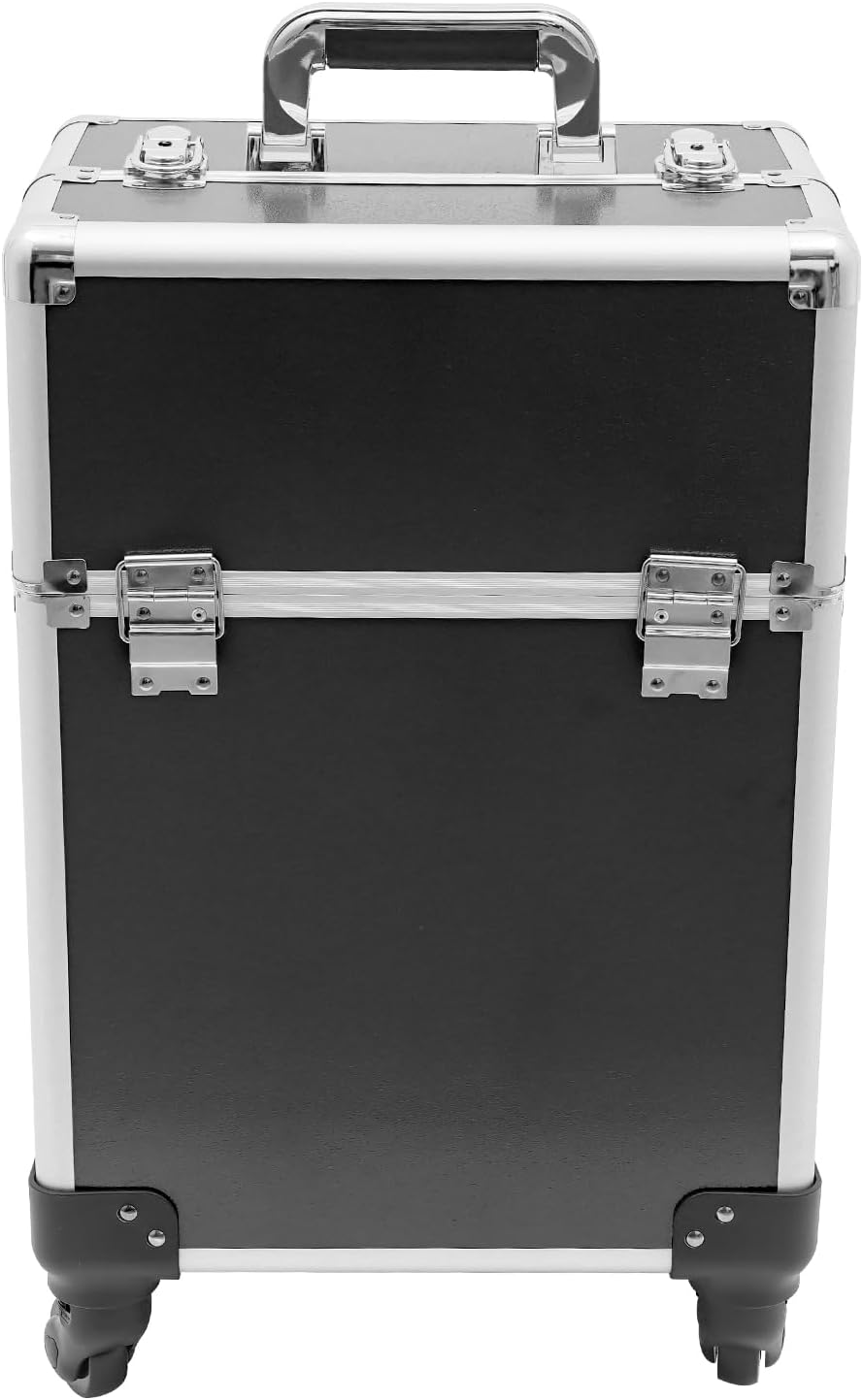 Schwarz Grosser Schminkkoffer, Kosmetikkoffer Trolley 360° Drehbare Kosmetik Trolley Profi-Kosmetik