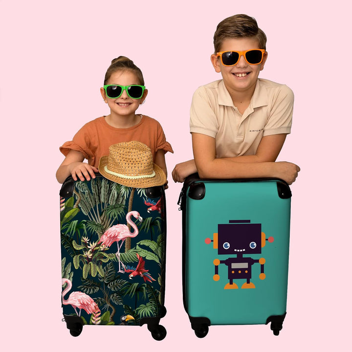 NoBoringSuitcases.com® Koffer Handgepäck Trolley Rollkoffer Kleine Reisekoffer mit 4 Rollen - Jungti