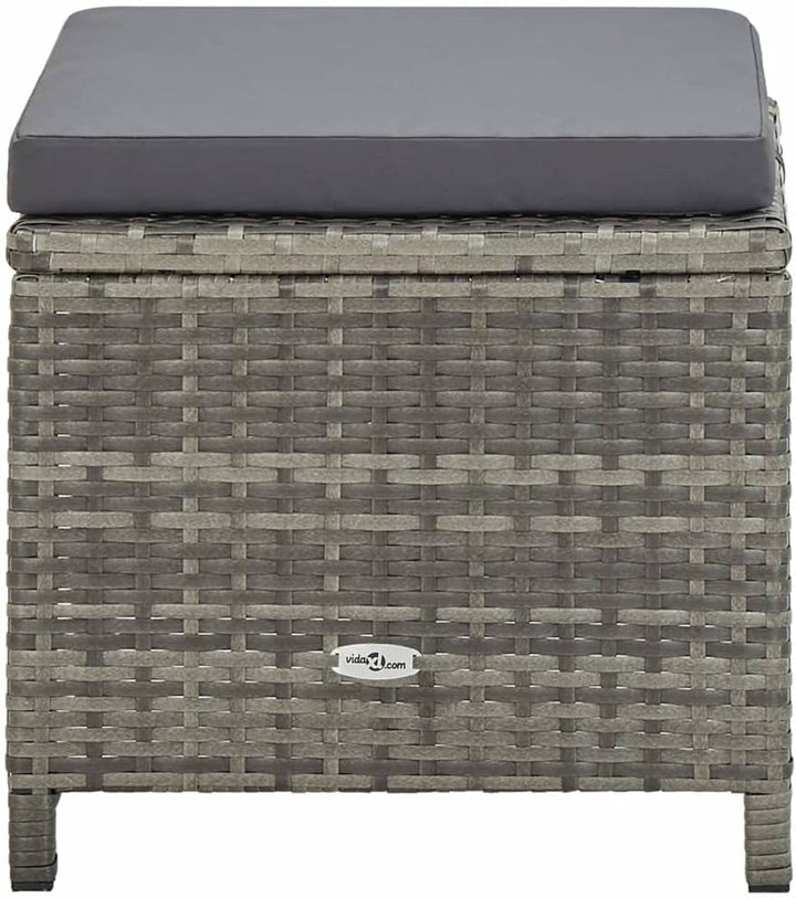 homiuse 40,5x40,5x35 cm Gartenhocker 4 STK. mit Sitzkissen Poly Rattan Grau Fussbank Rattan Hocker O