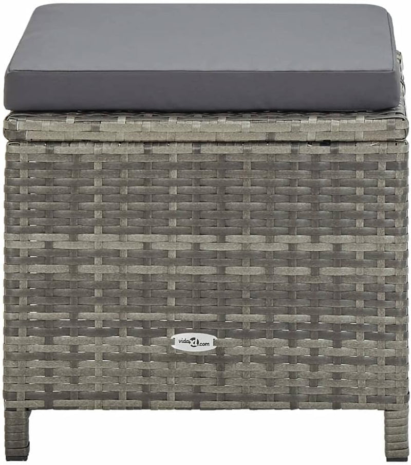 homiuse 40,5x40,5x35 cm Gartenhocker 4 STK. mit Sitzkissen Poly Rattan Grau Fussbank Rattan Hocker O