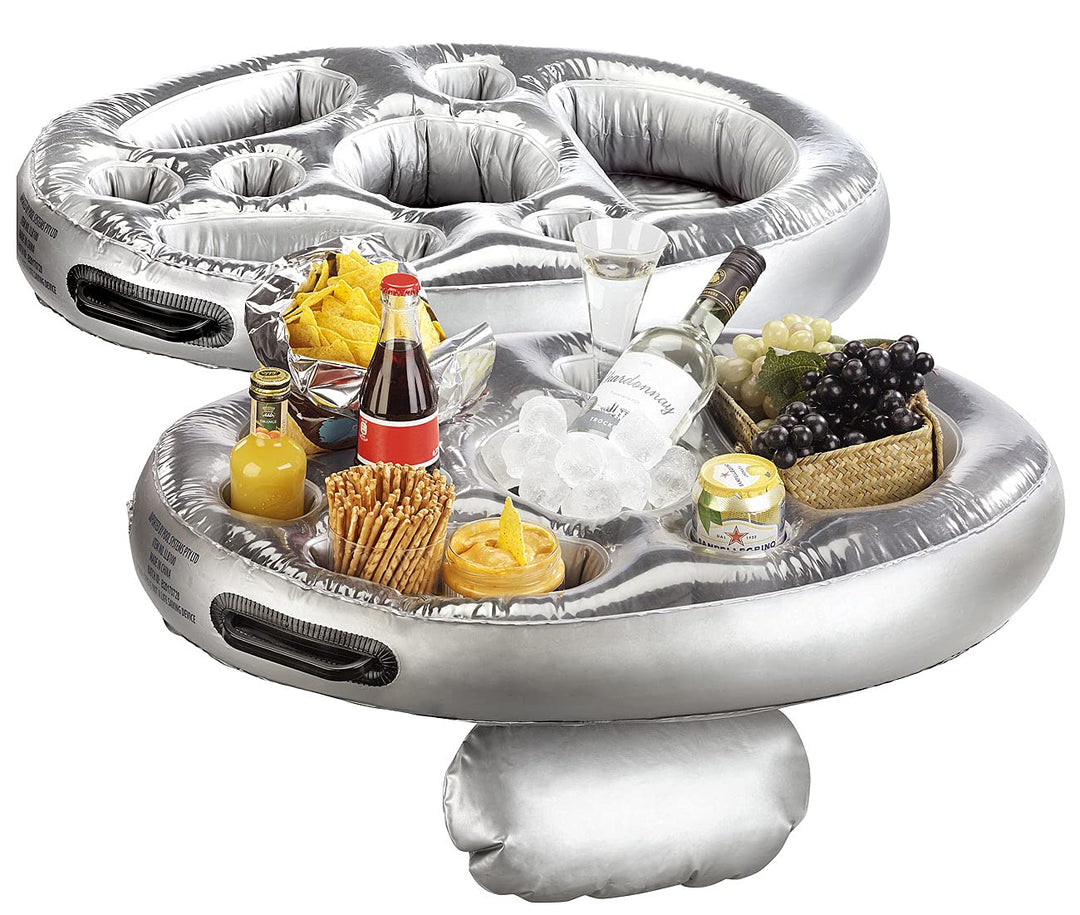 infactory Flaschenhalter Pool: 2er-Set schwimmende 2in1-Getränke- und Snackhalter, 70 x 50 cm (Geträ
