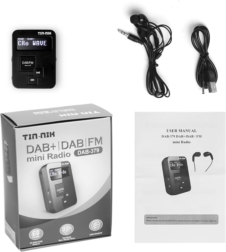 Tin-Nik DAB-379 Tragbares Digitales DAB-Radio, DAB+/DAB/FM Mini Radio - Pocket DAB Radio für Sport W