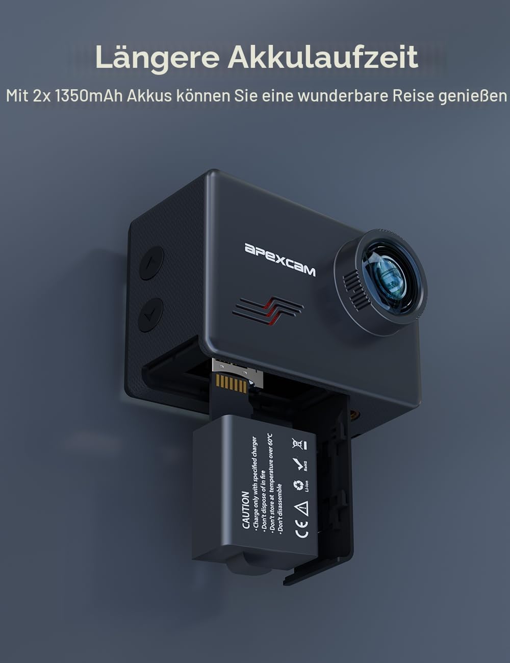 Apexcam M80 4K 60FPS 48MP Action Cam mit 128GB WiFi Karte 40M Ultra HD Unterwasserkamera Wasserdicht