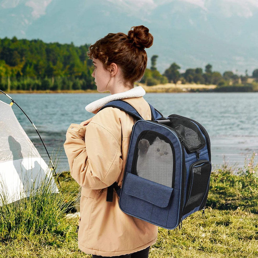 Katzenrucksack Hunderucksack mit Trolley, 2 in 1 Erweiterbar Haustier-Trolley-Rucksack mit Rädern, T