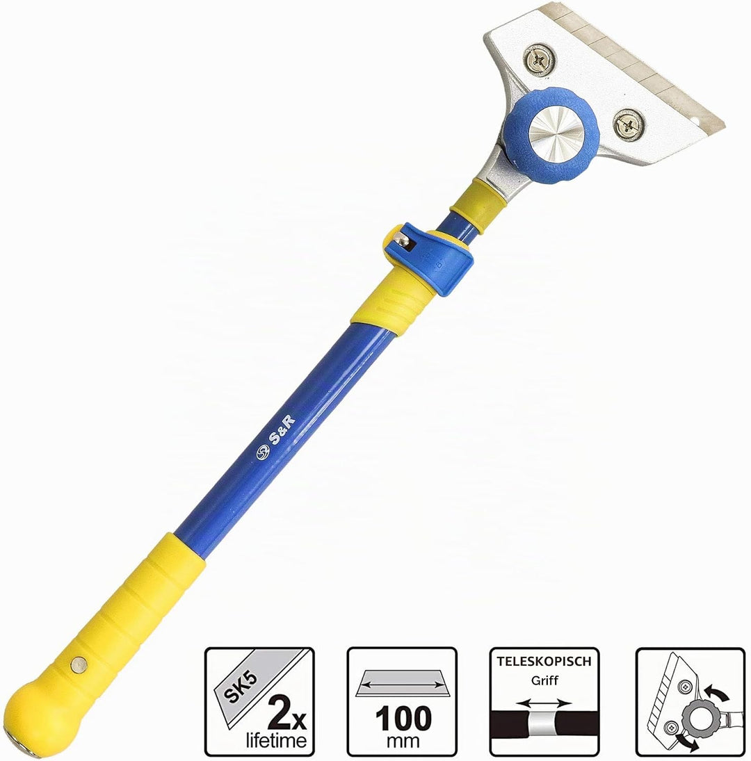 S&amp;R Universal-Schaber TELESKOP 420 mm - 630 mm, verstellbare Kopf-Ausrichtung, scharfe und präzise S