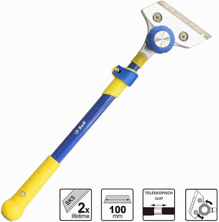 S&amp;R Universal-Schaber TELESKOP 420 mm - 630 mm, verstellbare Kopf-Ausrichtung, scharfe und präzise S