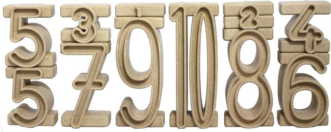 WISSNER® aktiv lernen - Satz aus 68 Stapelzahlen aus RE-Wood 68 Stück Natur, 68 Stück Natur