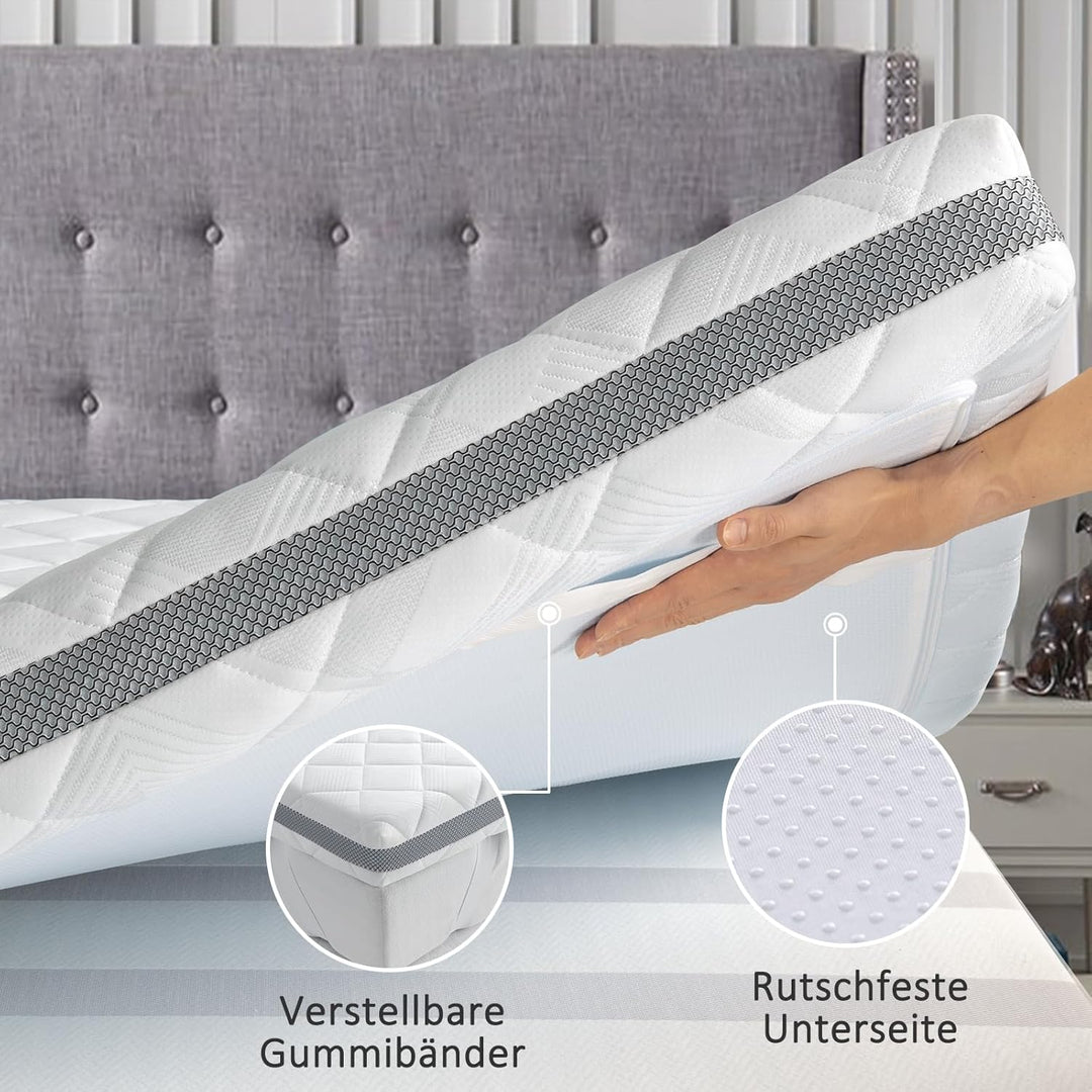 BedStory Gel Topper 90x200cm H3/H4 aus 10cm Höhe Kaltschaumkern, atmungsaktive 3D-Netz Bezug, Bequem