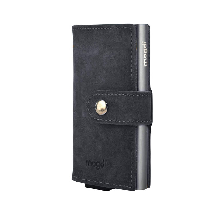 mogdi Mini Black Premium Herren Portmonee RFID Schutz Kartenetui Business Geldbörse feinstes A++ Ech