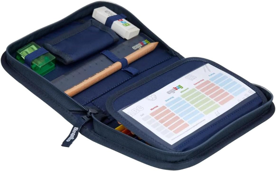 ergobag Federmäppchen Set 22-teilig, Lyra Buntstifte, Stundenplan-Fach, Kleingeld Fach, Lineal Ozean