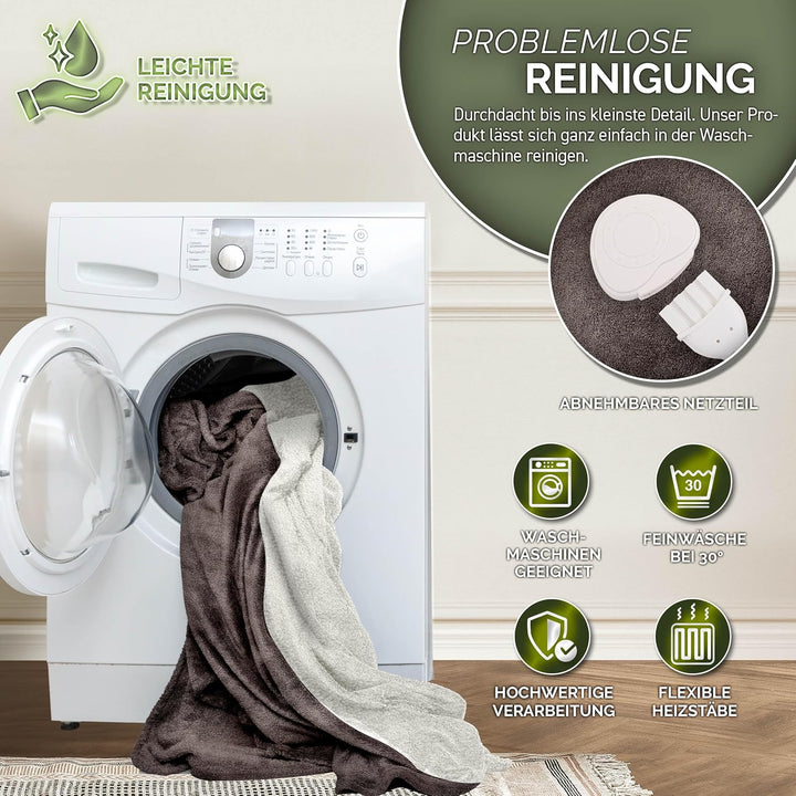 sinnlein® Heizdecke mit Abschaltautomatik 180 x 130 cm | Elektrische Wärmedecke mit 9 Temperaturstuf