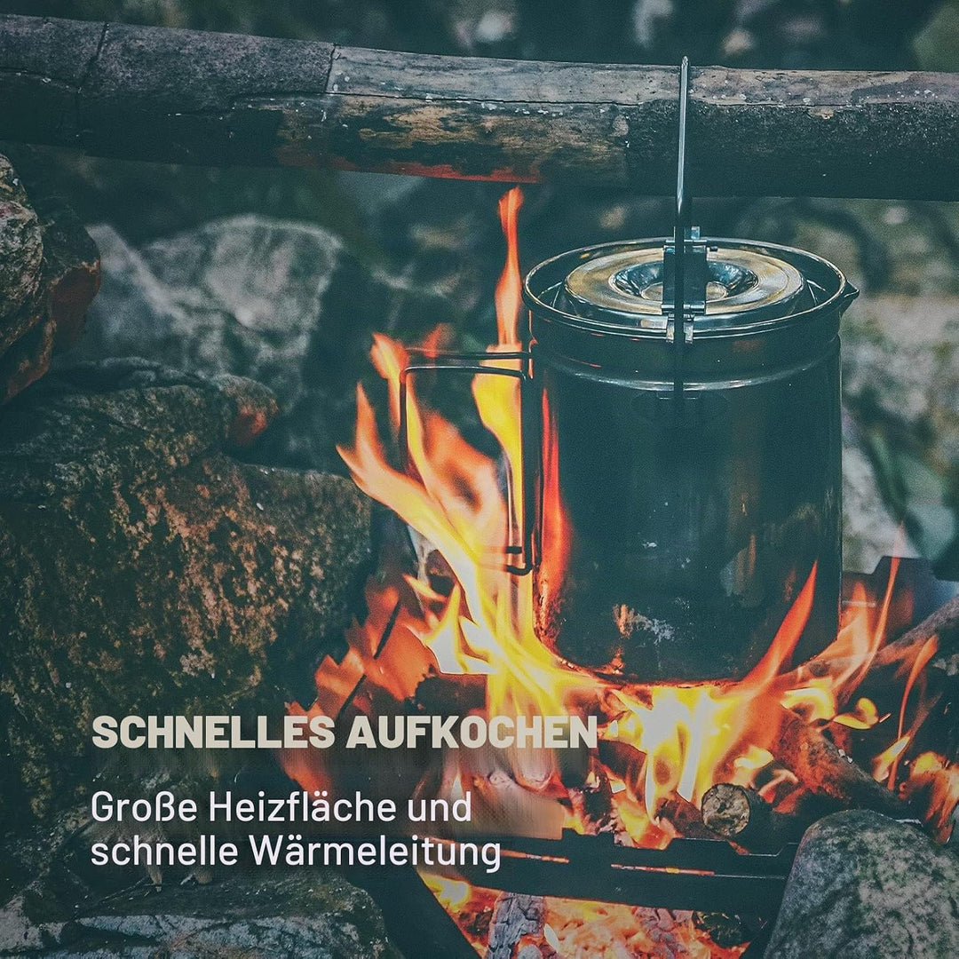 Fire-Maple Campingtopf Edelstahl Camping-Hängetasse mit Dampfkorb 1,2 l Lagerfeuer-Kaffeetasse mit F