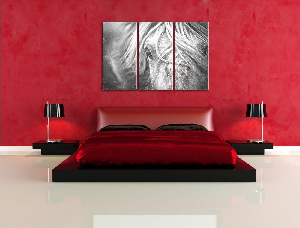 Pixxprint Islandpony in den Westfjorden als Leinwandbild/Grösse: 3 Teilig (120x80) cm/Wandbild/Kunst