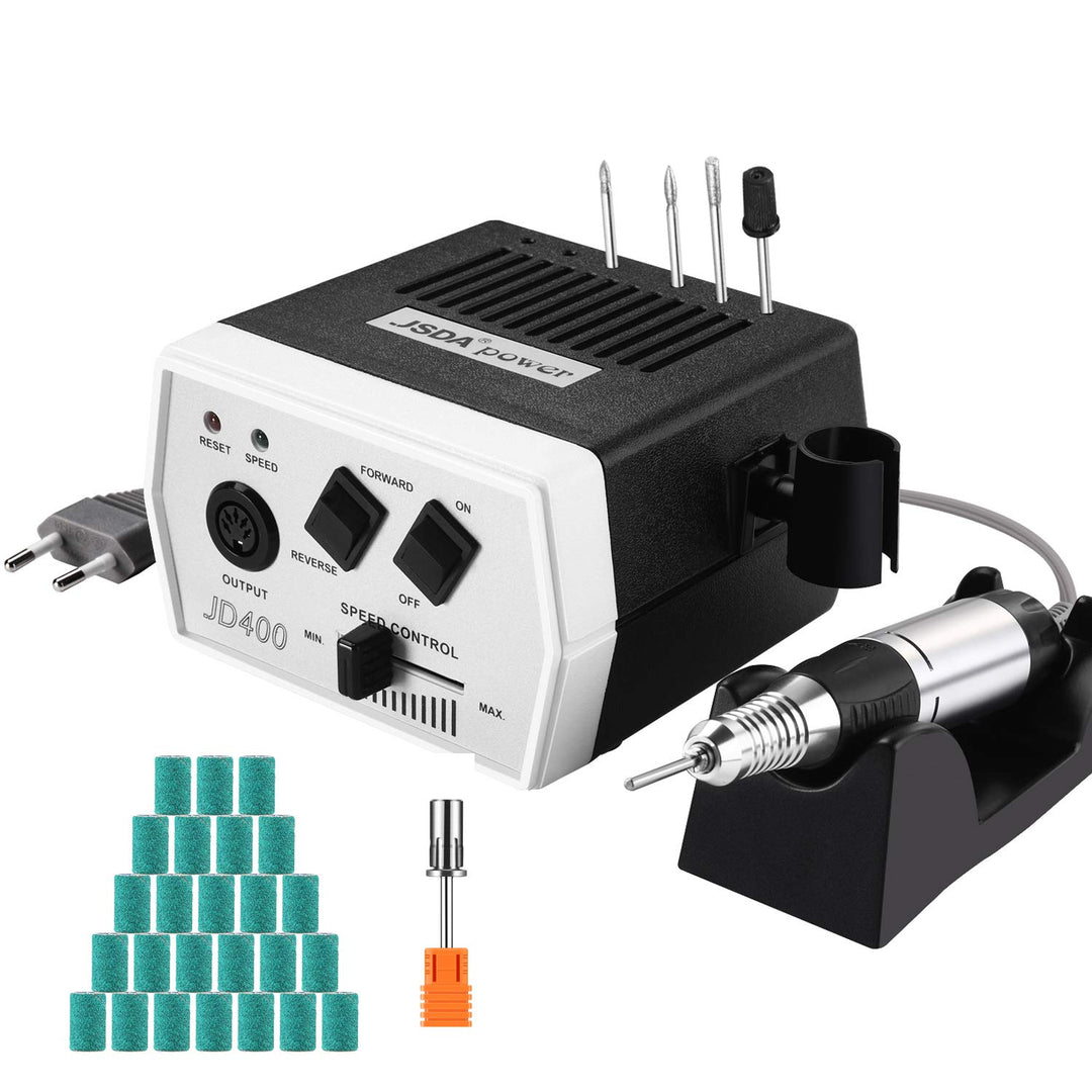 JSDA® Nagelfräser elektrisch JD400, Profi 30000 U/Min, Set Nagelfeile Maniküre Pediküre Gelnägel, Ac