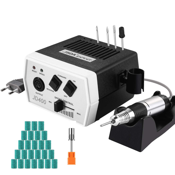 JSDA® Nagelfräser elektrisch JD400, Profi 30000 U/Min, Set Nagelfeile Maniküre Pediküre Gelnägel, Ac