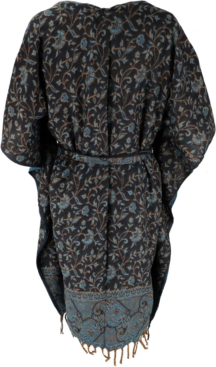GURU SHOP Flauschiger Kimono Mantel, Kimonokleid, Kaftan, Poncho, Damen, Grün, Synthetisch, Size:40