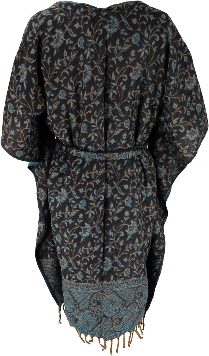 GURU SHOP Flauschiger Kimono Mantel, Kimonokleid, Kaftan, Poncho, Damen, Grün, Synthetisch, Size:40
