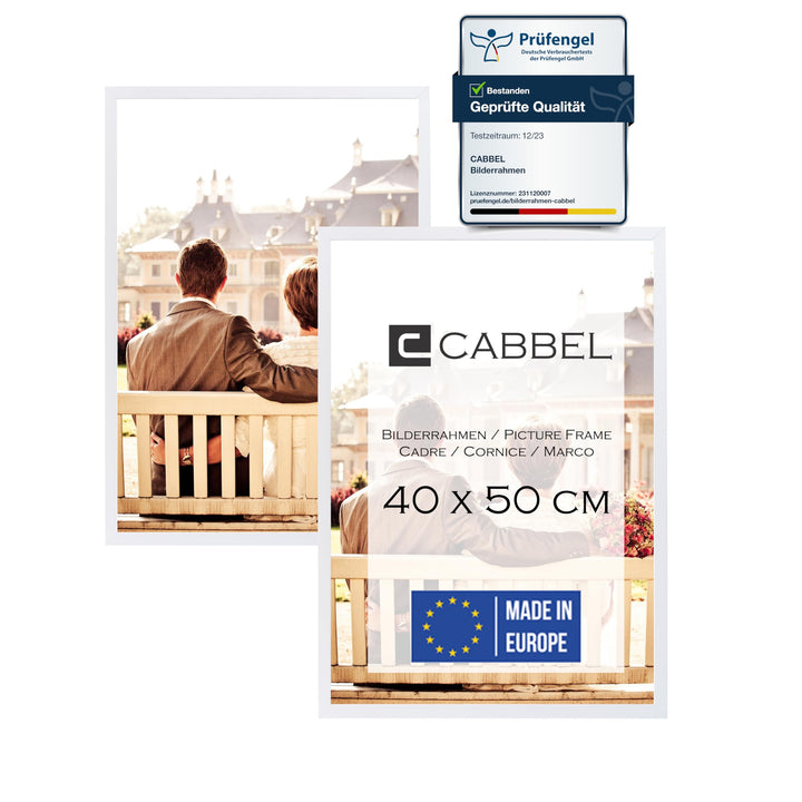 CABBEL Doppelpack (2er Set) Bilderrahmen 40x50 cm, Weiss, stabiles MDF-Holz Rahmen, bruchsicherem Pl