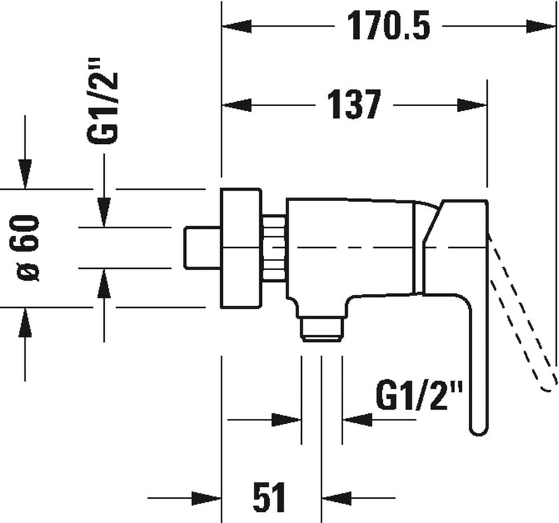 Duravit B24230 B.2 Duscharmatur Aufputz für 1 Verbraucher, Einhebel-Brausemischer mit Keramikmischsy