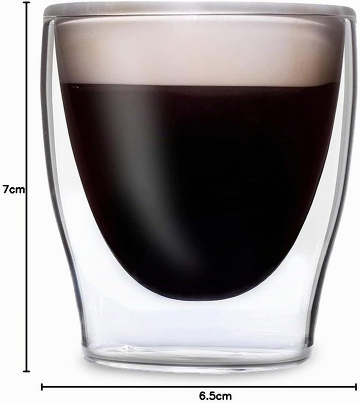 DUOS® Espressotassen Set 2x 80ml + 2x Löffel - Espresso Gläser, Espresso Tassen, Doppelwandige Gläse
