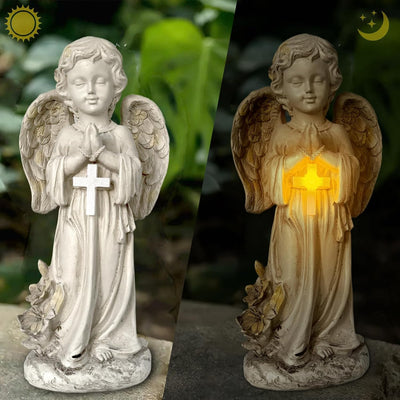 Tuzsocr Solar Engel Gartenstatuen - Betende Engel, LED-Schutzengel-Figur, Wetterfeste Engel Figur am