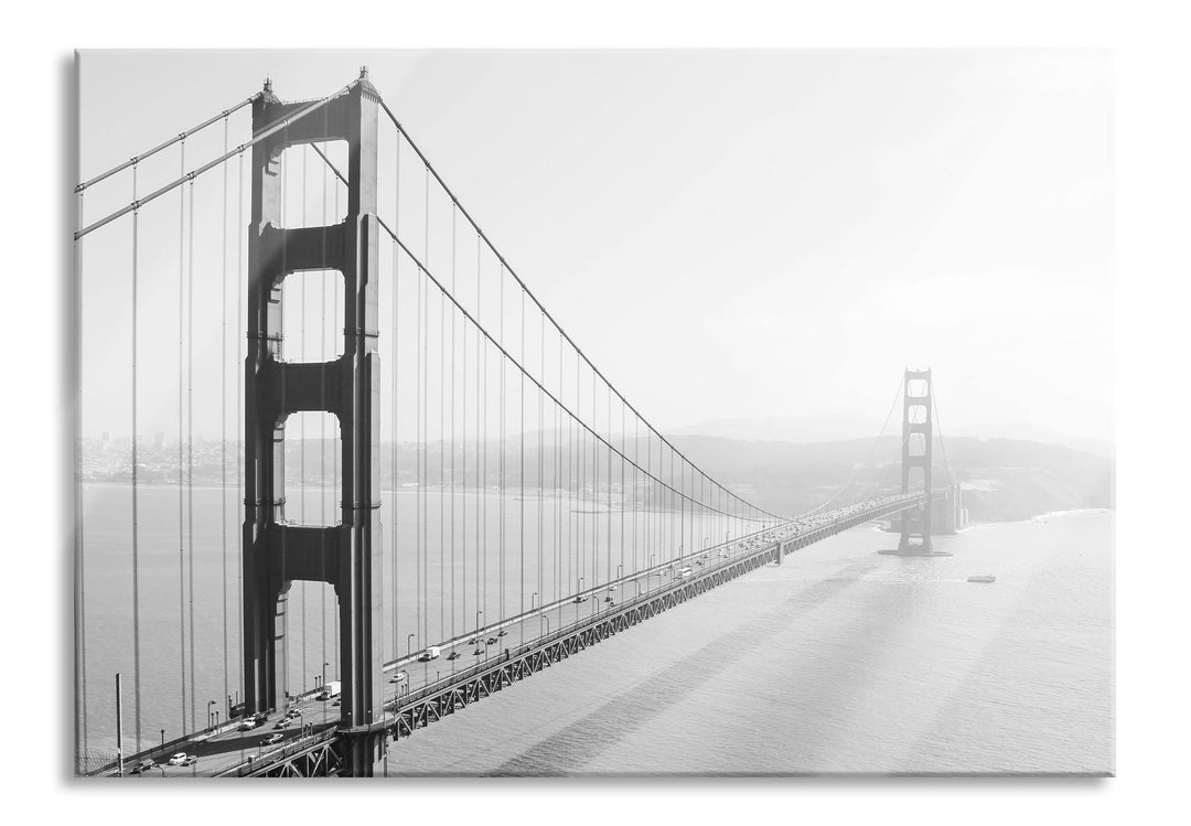Pixxprint Glasbild | Wandbild aus Echtglas | Golden Gate Bridge San Francisco | 80x60 cm | inkl. Auf