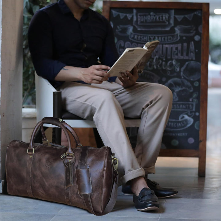 Rustic Town gross Leder Reisetasche - Carry On Vintage Umhängetasche Duffel Bag Weekender Tasche für