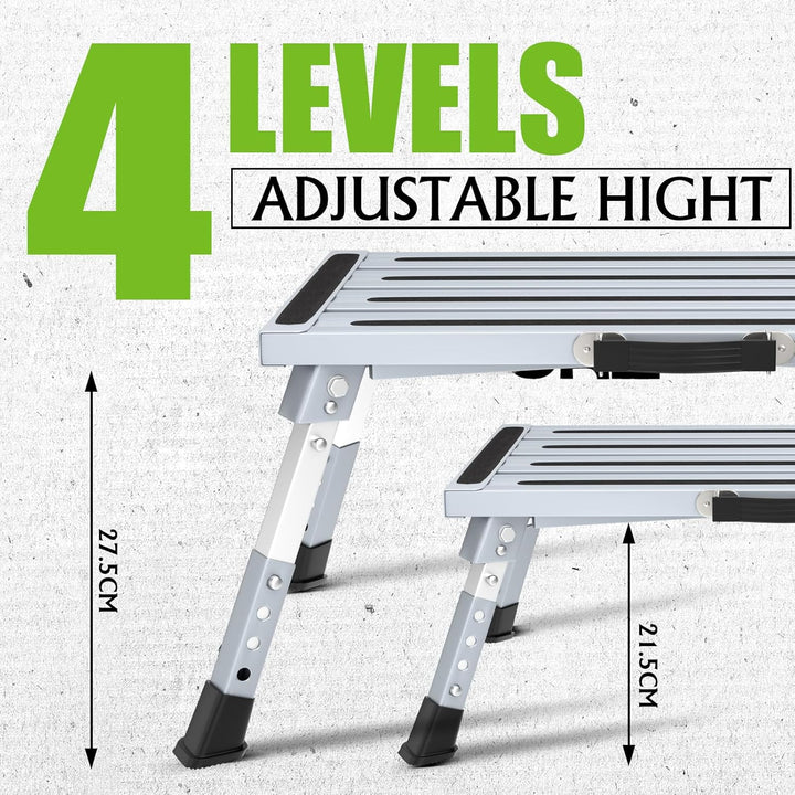 GARDTECH Wohnwagen Trittstufe, Aluminium Klapptritt Max Belastung 150 kg Höhenverstellbar für Carava