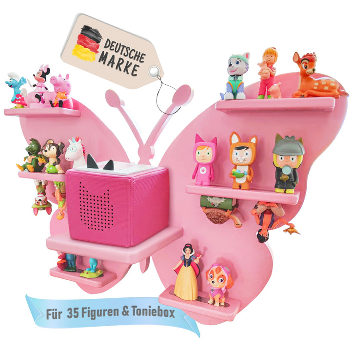 Tonie Regal Schmetterling mit Platz für bis zu 35 Tonie Figuren, Toniebox & Ladestation I Magnetisch