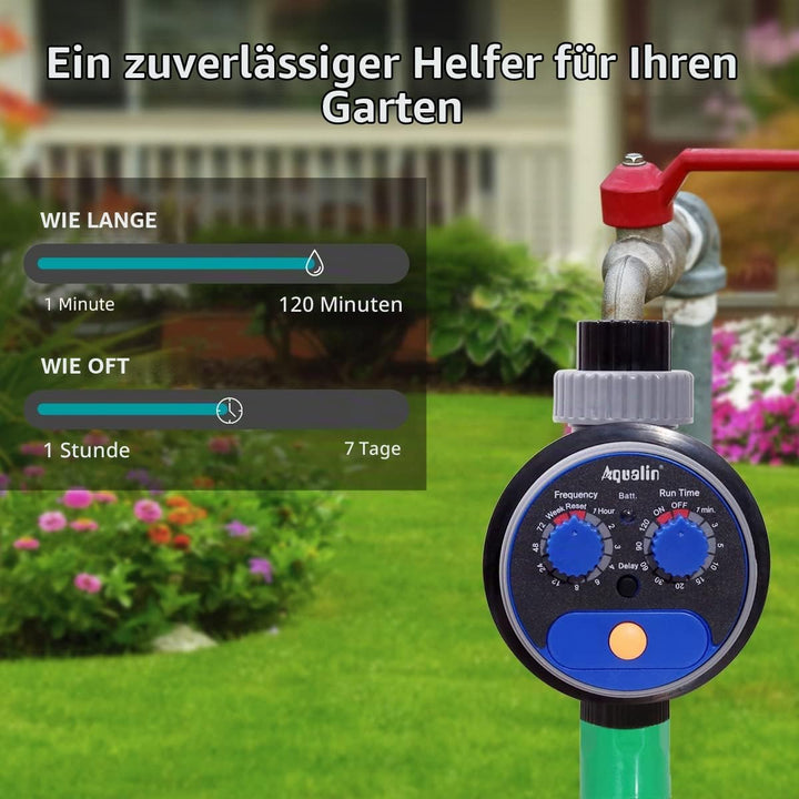 Aqualin Garten Bewässerungsuhr mit Kugelhahn, Wassercomputer-Update, kein Wasserdruck erforderlich …