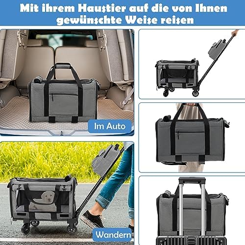 FANTASK Transportbox Mobil, Transporttasche mit Teleskopgriff & Rädern & kleine Tasche, klappbare Re