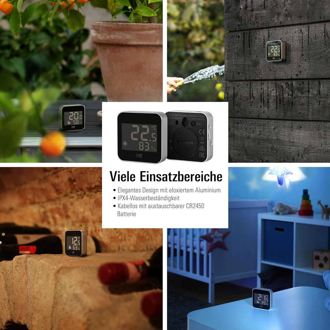 Eve Weather - Smarte Wetterstation (Matter) zum Überwachen von Temperatur, Luftfeuchtigkeit,Wettertr