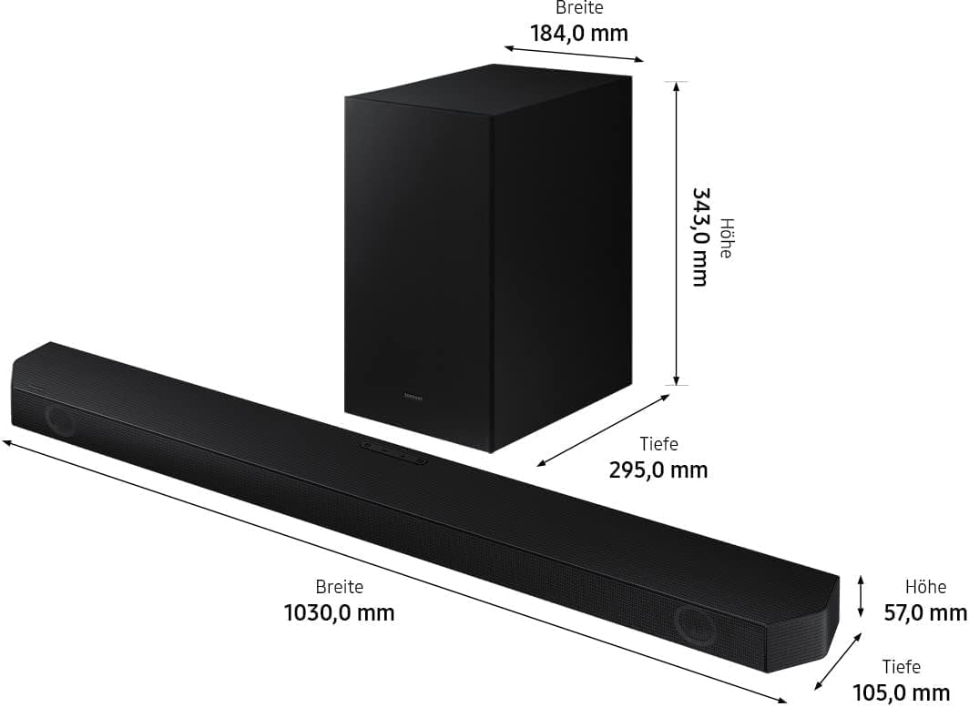 Samsung HW-Q64GC 3.1-Kanal Q-Soundbar mit Subwoofer, Dolby Atmos/DTS Virtual:X, Q-Symphony, Adaptive