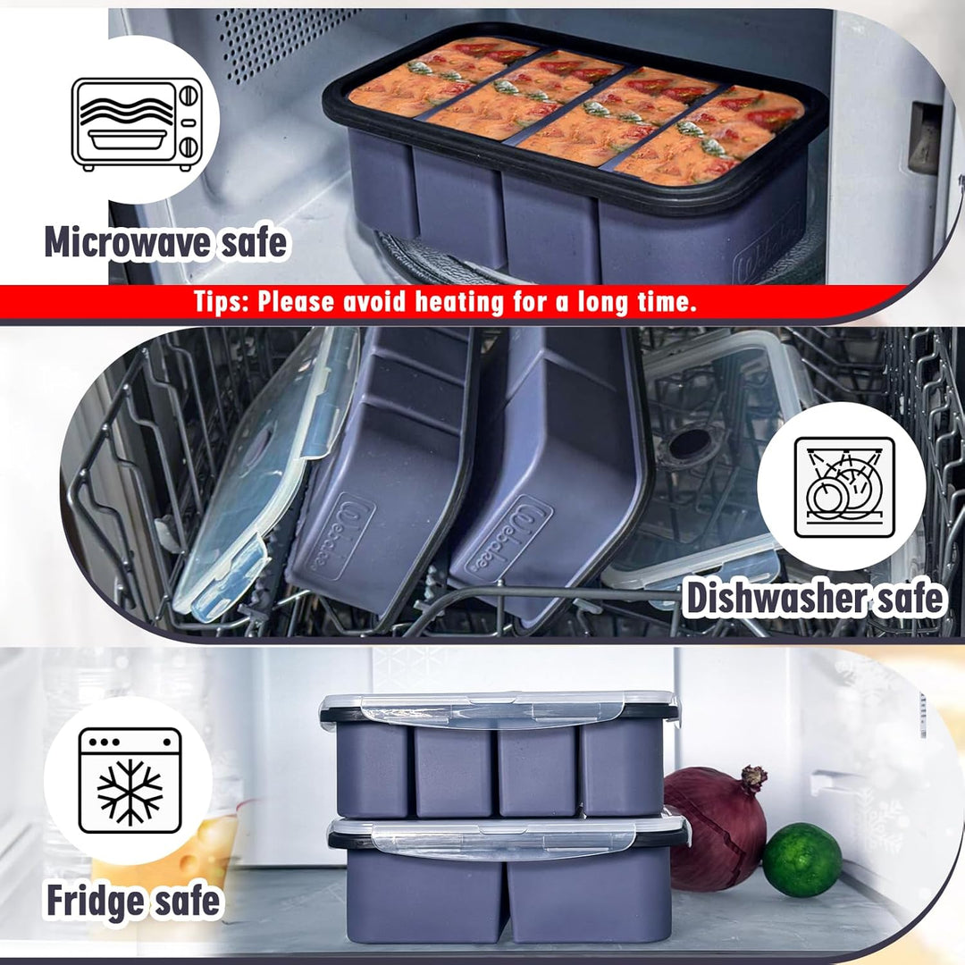 webake Suppen Einfrieren Behälter 2 Stück Silikon Gefrierform mit Deckel 500ml 250ml Silikon Gefrier