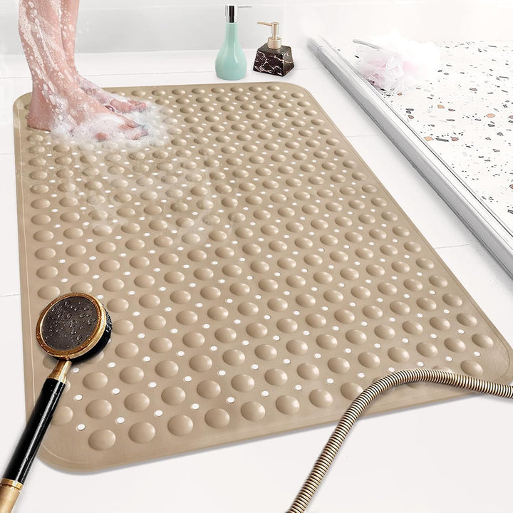 Gross Duschmatte rutschfest 60x90cm: Weich TPE Duscheinlage mit Ablauflöchern und Saugnäpfen - Antir