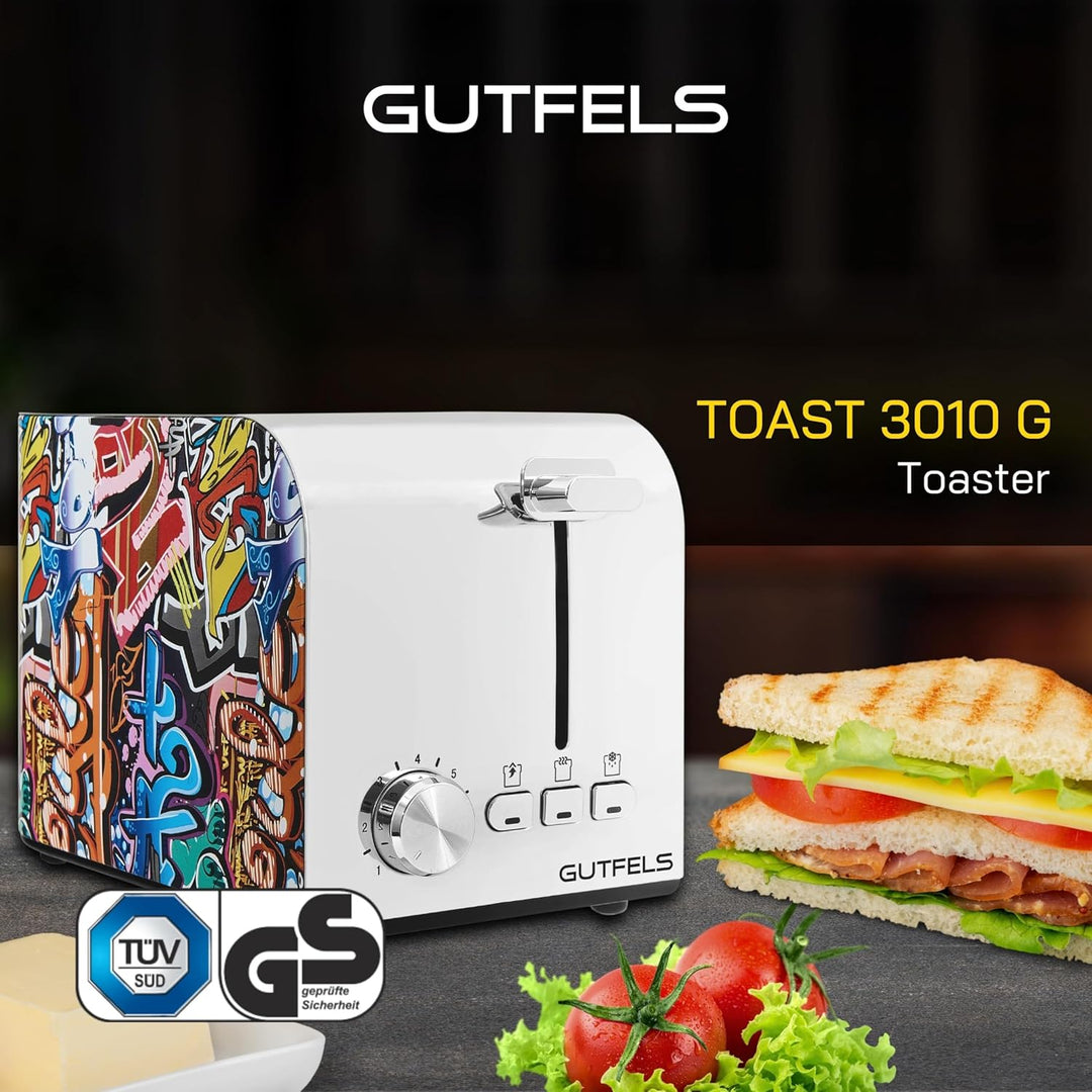 TOAST 3010 G | Toaster 2 Scheiben mit Brötchenaufsatz | 7 Leistungsstufen | 850 W | Auftau-, Aufwärm