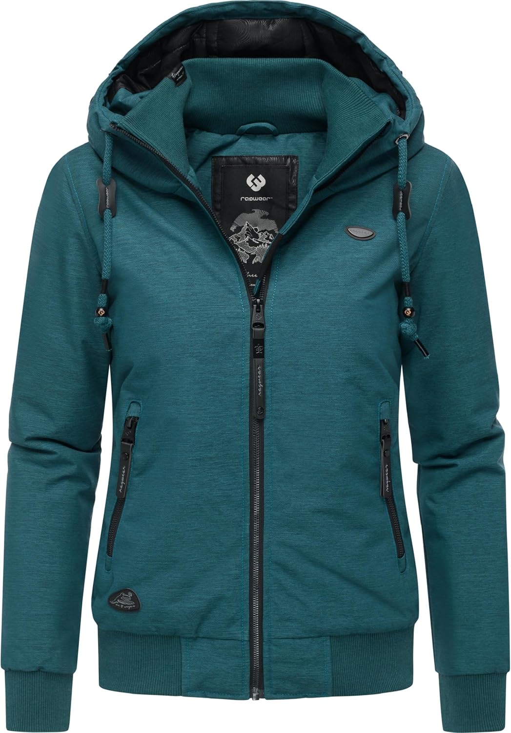 Ragwear Damen warme wasserdichte Winterjacke Outdoorjacke mit Kapuze Nuggie Melange XS-6XL XS Pine G